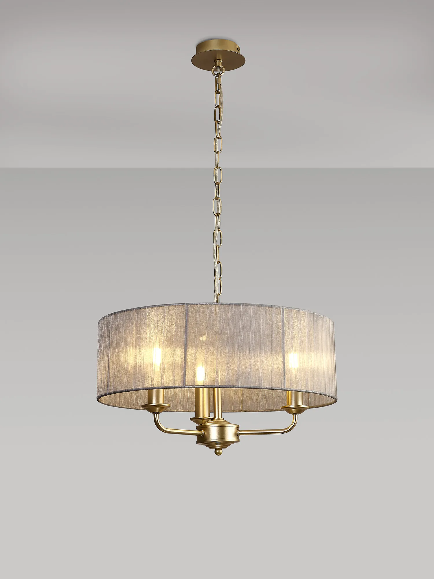 Banyan 45cm 3 Light Pendant Champagne Gold; Grey DK0965  Deco Banyan CG GR